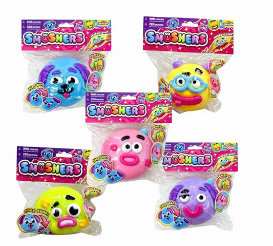 Smushers Squeeze Toys, Novelty Smush Face Squeeze Toys, Durable Removable Facial Expressions for Birthdays and Get-Togethers, Cute & Expressive Design (Pink)