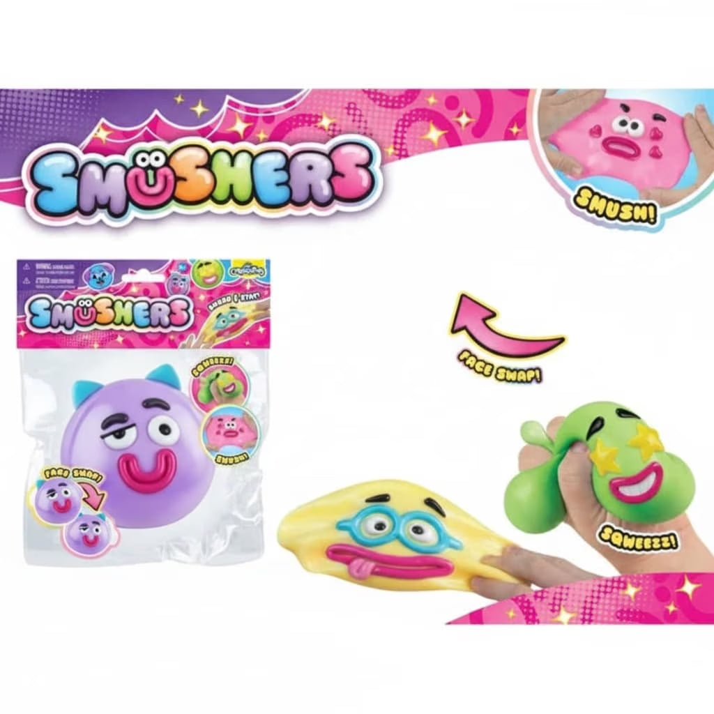 Smushers Squeeze Toys, Novelty Smush Face Squeeze Toys, Durable Removable Facial Expressions for Birthdays and Get-Togethers, Cute & Expressive Design (Pink)